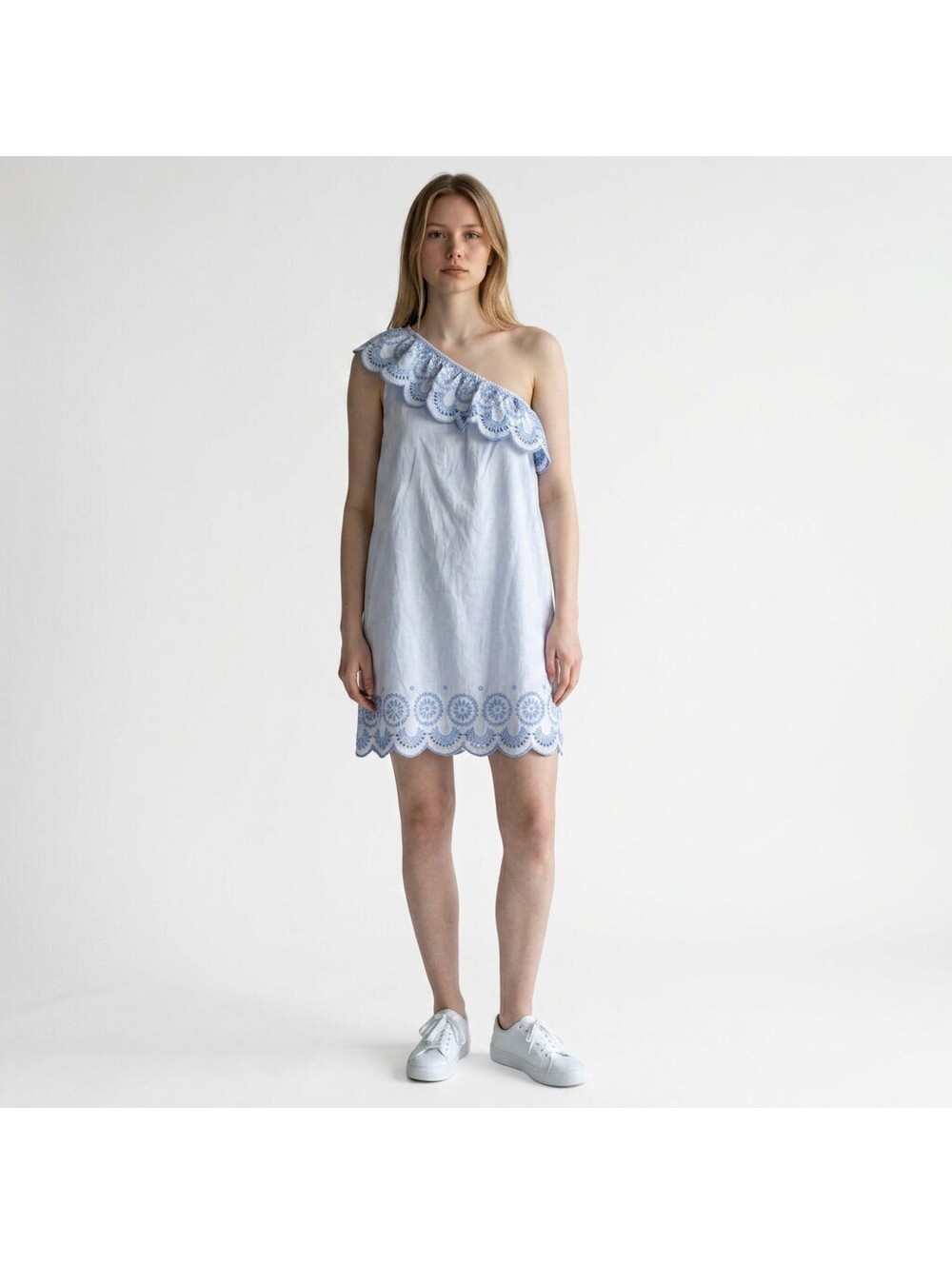 Vineyard Vines Mini Dress Women S Small Blue Short One Shoulder Sleeveless Lined